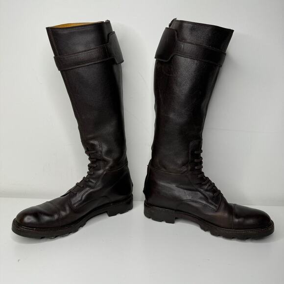 Gucci Tall Combat Brown Leather Boots 7.5 - Picture 8 of 15